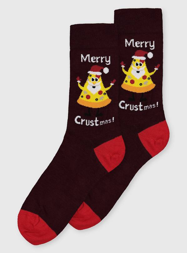 Christmas Burgundy 'Merry Crustmas' Ankle Socks 6-11